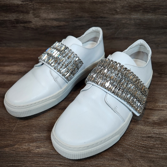 ZCD Montreal Italian Crystals White Leather Bling ASO Jennifer Lopez 37 US 6.5 - Picture 13 of 16